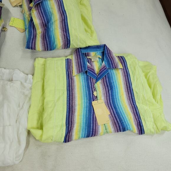 Linen Shirts Dress Mens Sz Large Lot Of 4 Spring Summer Beach Pool Bowling Shirt - Picture 4 of 10